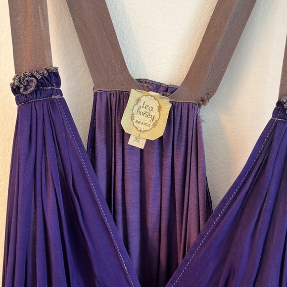 Purple silky rayon cotton maxi dress - size M - Tea and Honey - Picture 2 of 4